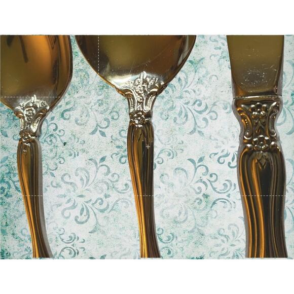 Oneida Michelangelo Stainless 5-Piece Setting Knife Fork Spoon Ornate Baroque - Picture 11 of 11